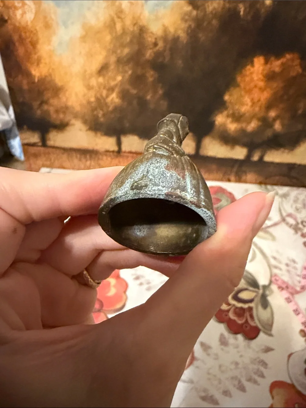 Brass Figurine Bell - Antique-Style Golden Brown Home Accent